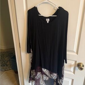 dressbarn Black Tunic with Paisley Hem